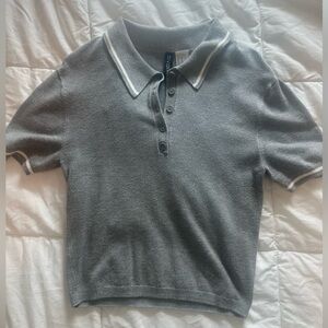Gray Polo Shirt with White Trim